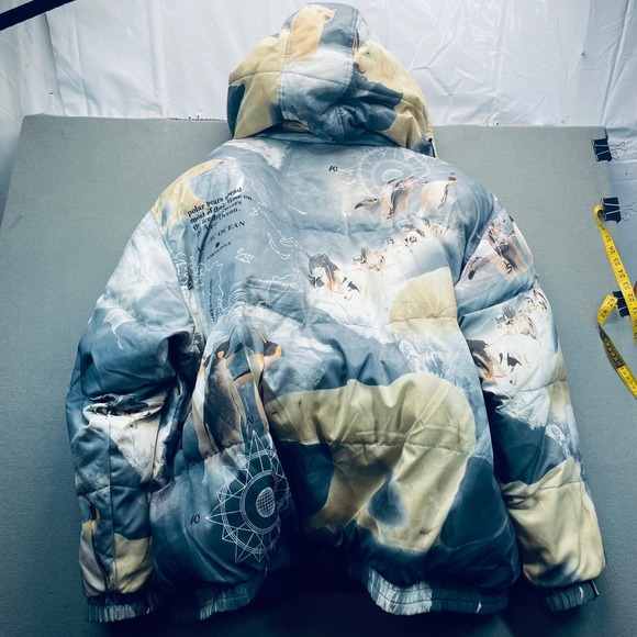 VTG Rugged Wear Men Arctic Expedition Scene Puffer coat Polar Bear Sled Dogs 3XL